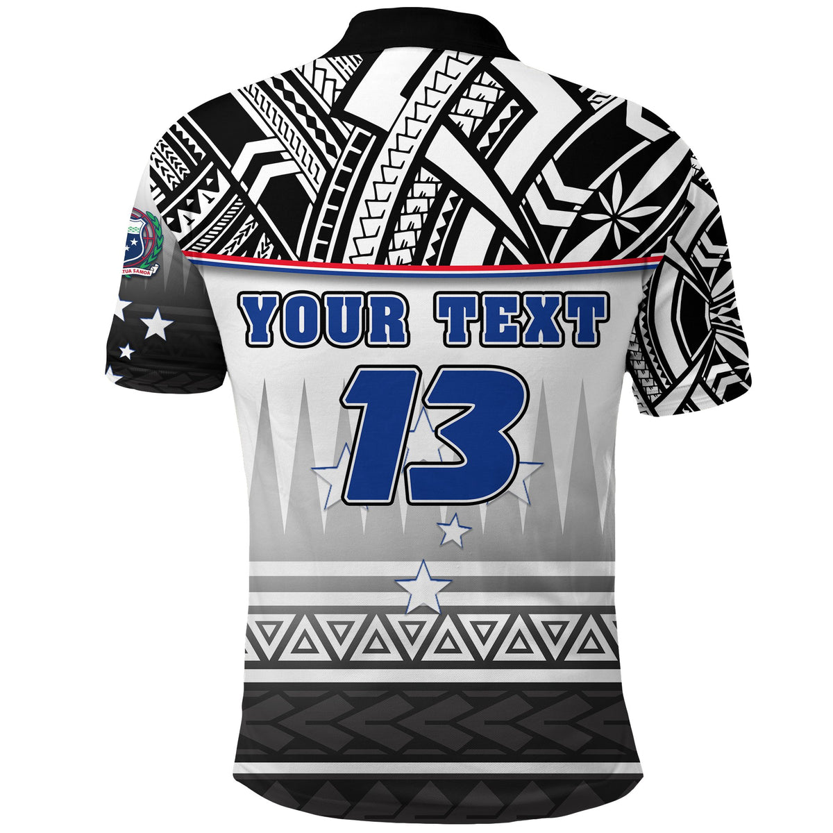 Custom Manu Samoa Rugby Polo Shirt Impressive Version Black Custom Text and Number - Polynesian Pride