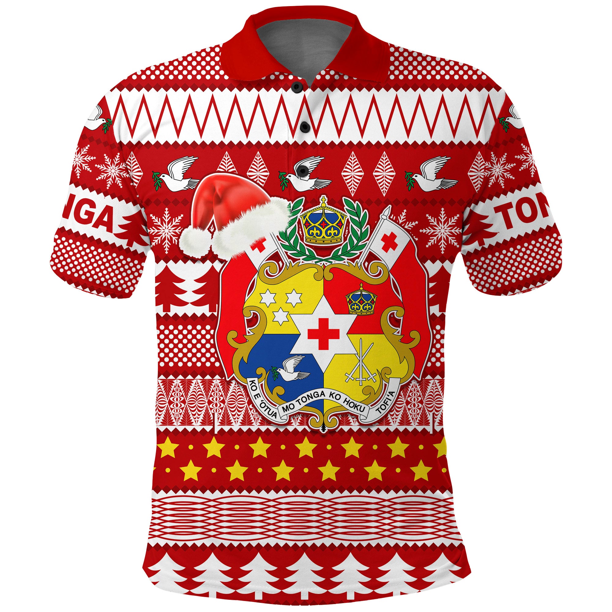 Tonga Kilisimasi Fiefia Polo Shirt Merry Christmas with Tongan Pattern LT13 Unisex Red - Polynesian Pride