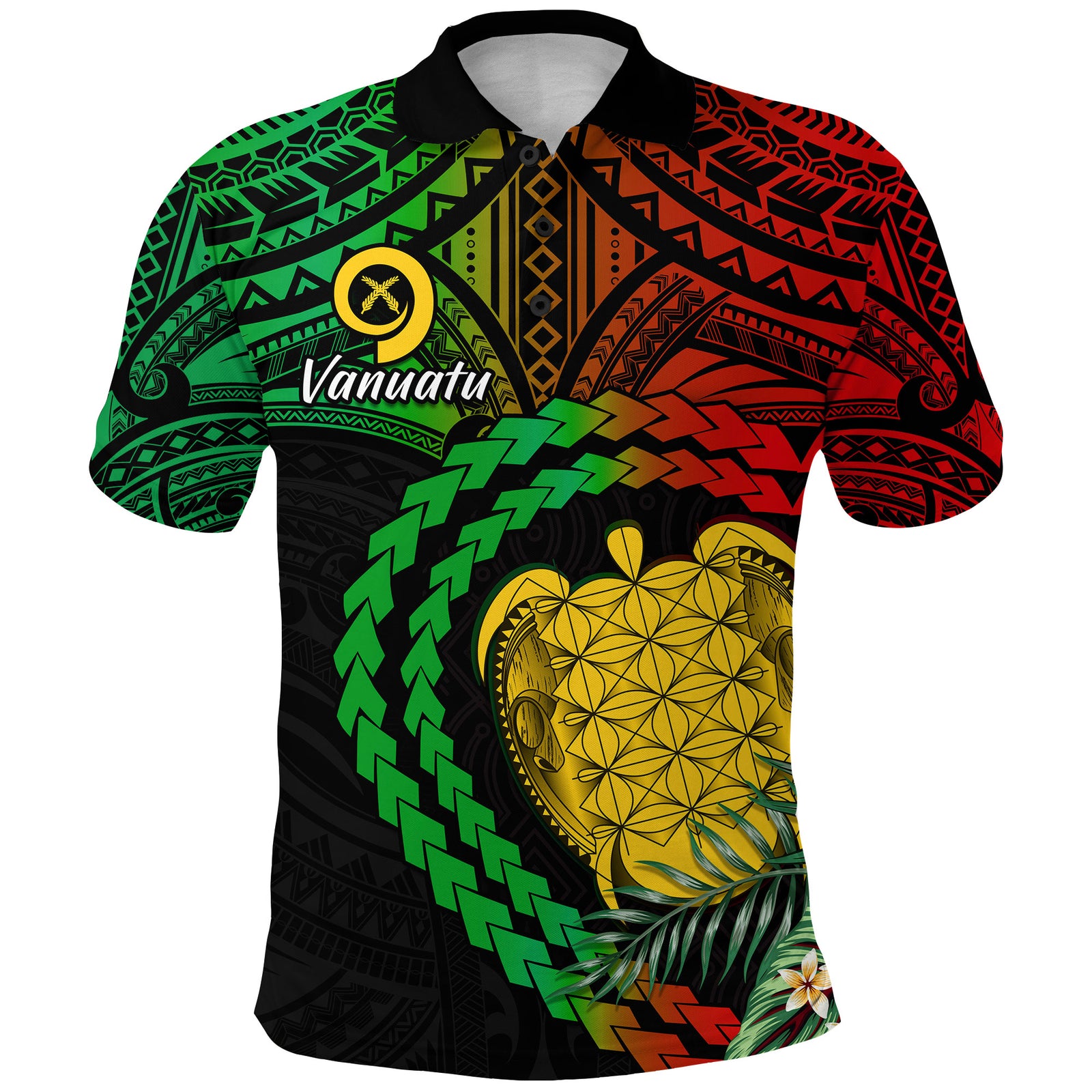 Vanuatu Heart Polynesian Polo Shirt Turtle Sand Drawings LT13 Unisex Black - Polynesian Pride