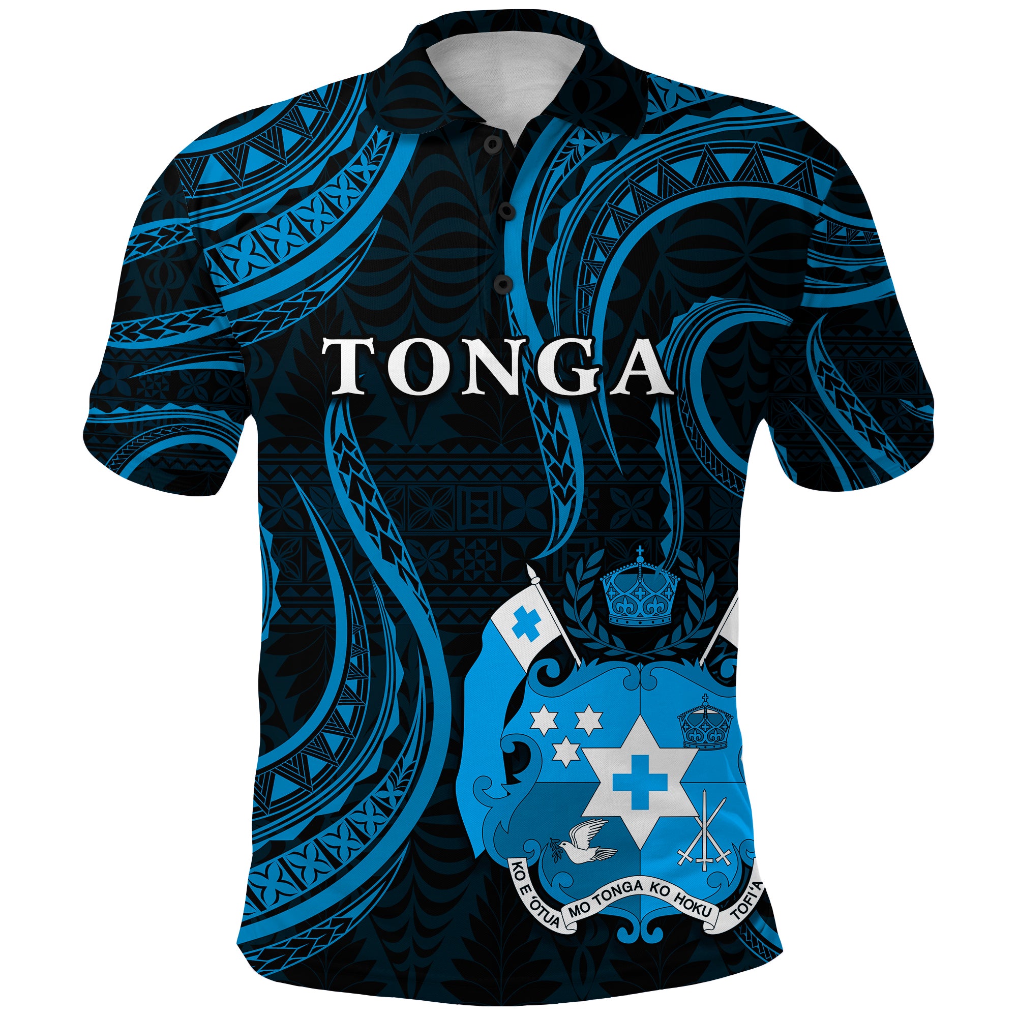 Tonga Pattern Polo Shirt Always Proud Version Blue LT13 Unisex Blue - Polynesian Pride