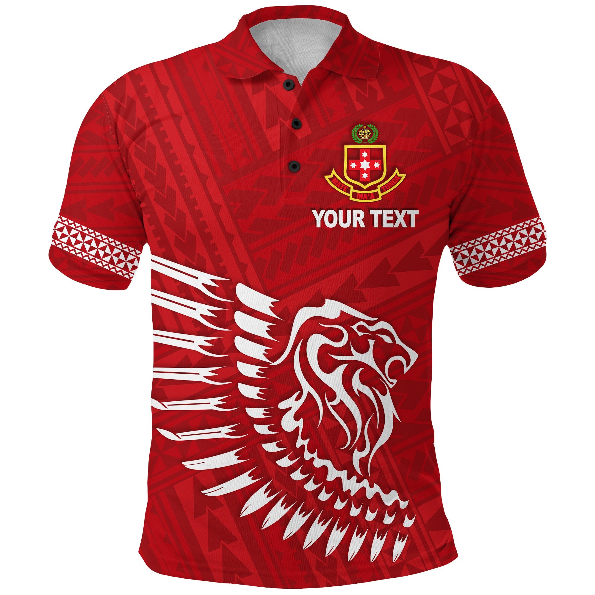 Custom Lion Kolisi Tonga Polo Shirt Polynesian Unisex Red - Polynesian Pride