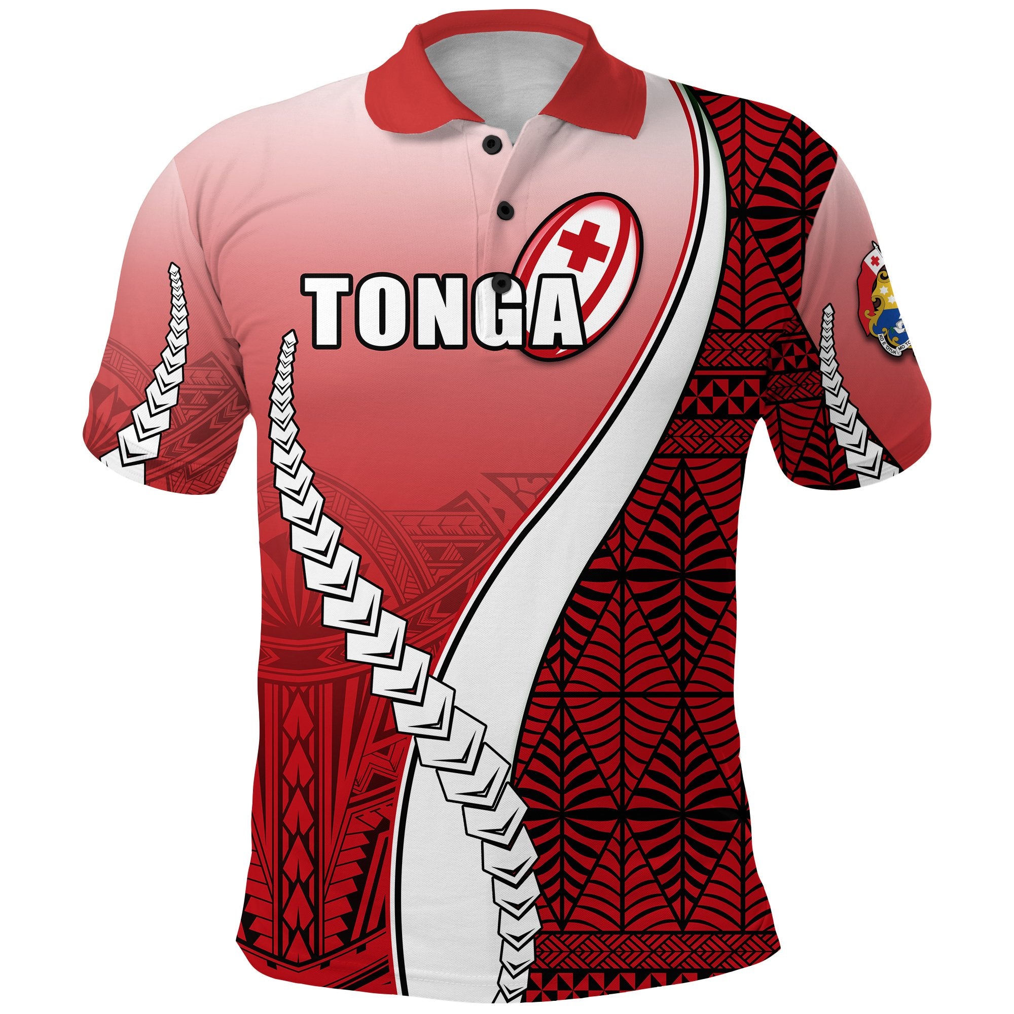 Tonga Rugby Polo Shirt Confident Polynesian Unisex Red - Polynesian Pride