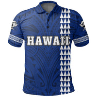 Hawaiian Islands Warrior Kakau Blue Polynesian Polo Shirt - Polynesian Pride