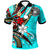 American Samoa Polo Shirt Tribal Flower With Special Turtles Blue Color Unisex Blue - Polynesian Pride