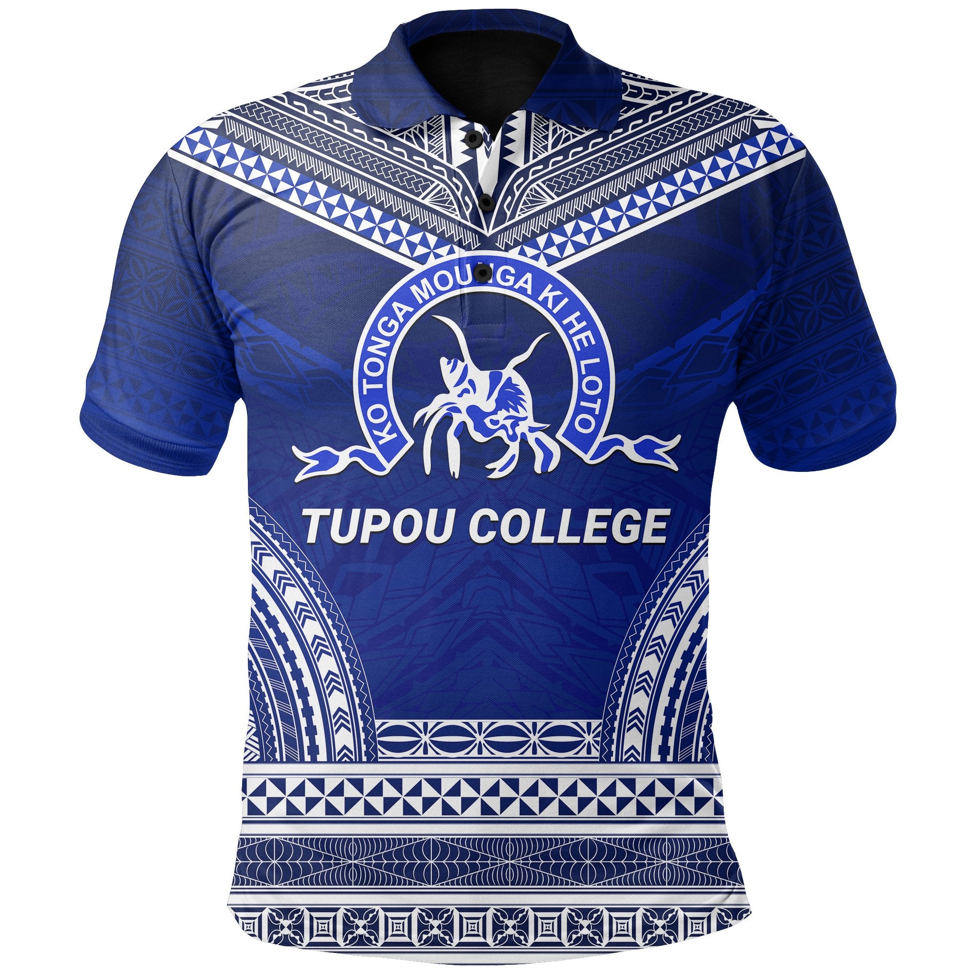 Tupou College Polo Shirt Tonga High School Unisex Blue - Polynesian Pride