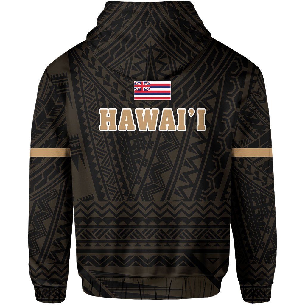 Polynesian Queen Liliuokalani Flag of Hawaii Zip Hoodie Gold - Polynesian Pride