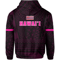 Polynesian Queen Liliuokalani Flag of Hawaii Zip Hoodie Pink - Polynesian Pride