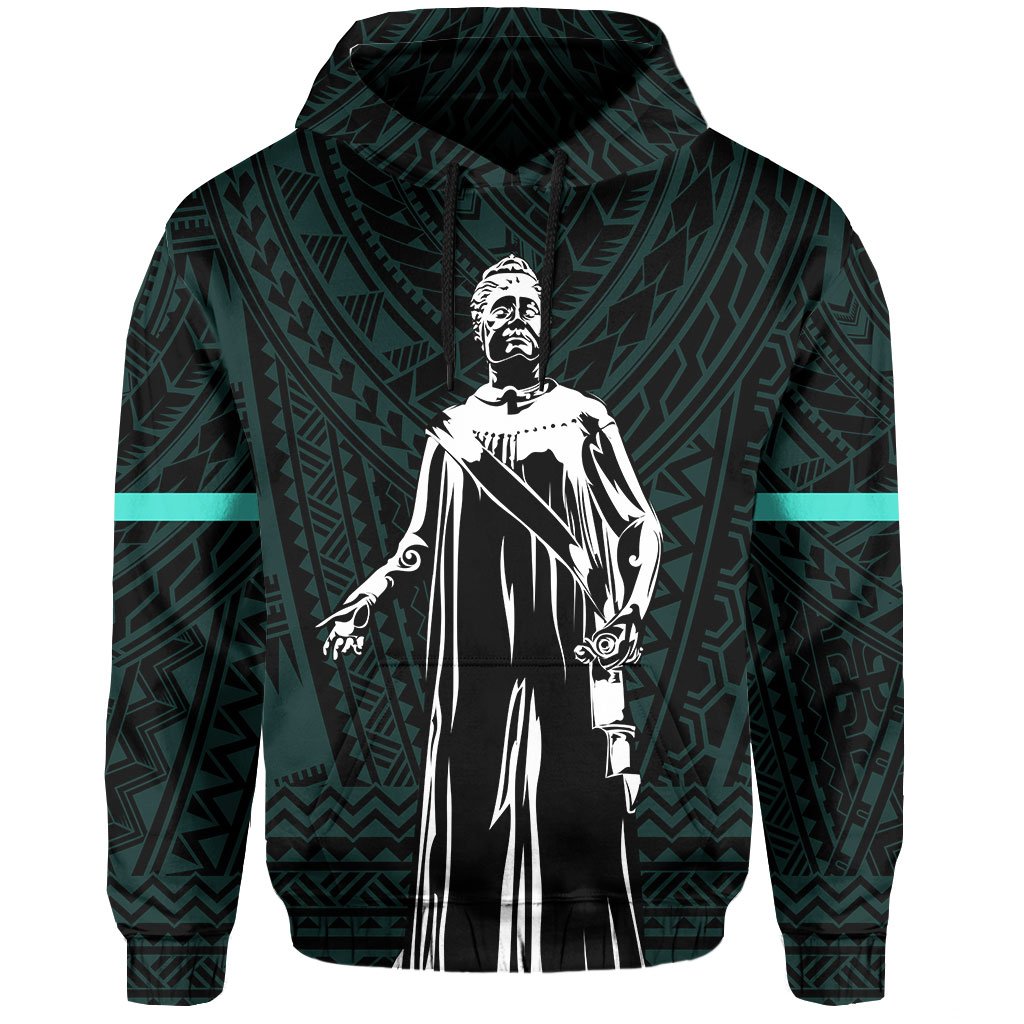 Polynesian Queen Liliuokalani Flag of Hawaii Hoodie Turquoise - Polynesian Pride