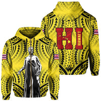 Polynesian Queen Liliuokalani Flag of Hawaii Zip Hoodie Yellow Background Unisex Yellow - Polynesian Pride
