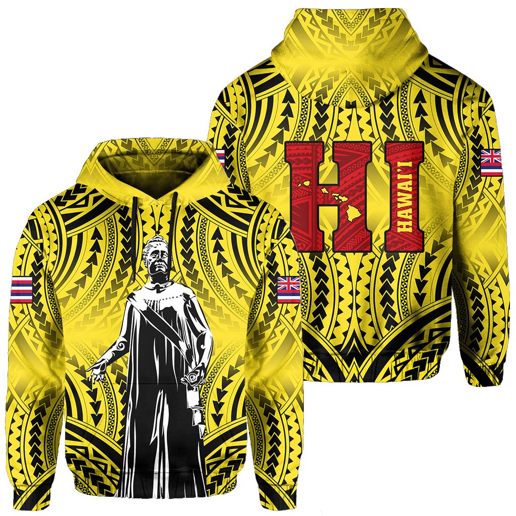 Polynesian Queen Liliuokalani Flag of Hawaii Hoodie Yellow Background Unisex Yellow - Polynesian Pride