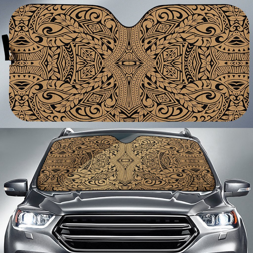 Polynesian Culture Car Sun Shade Auto Sun Shade Universal Fit Gold - Polynesian Pride