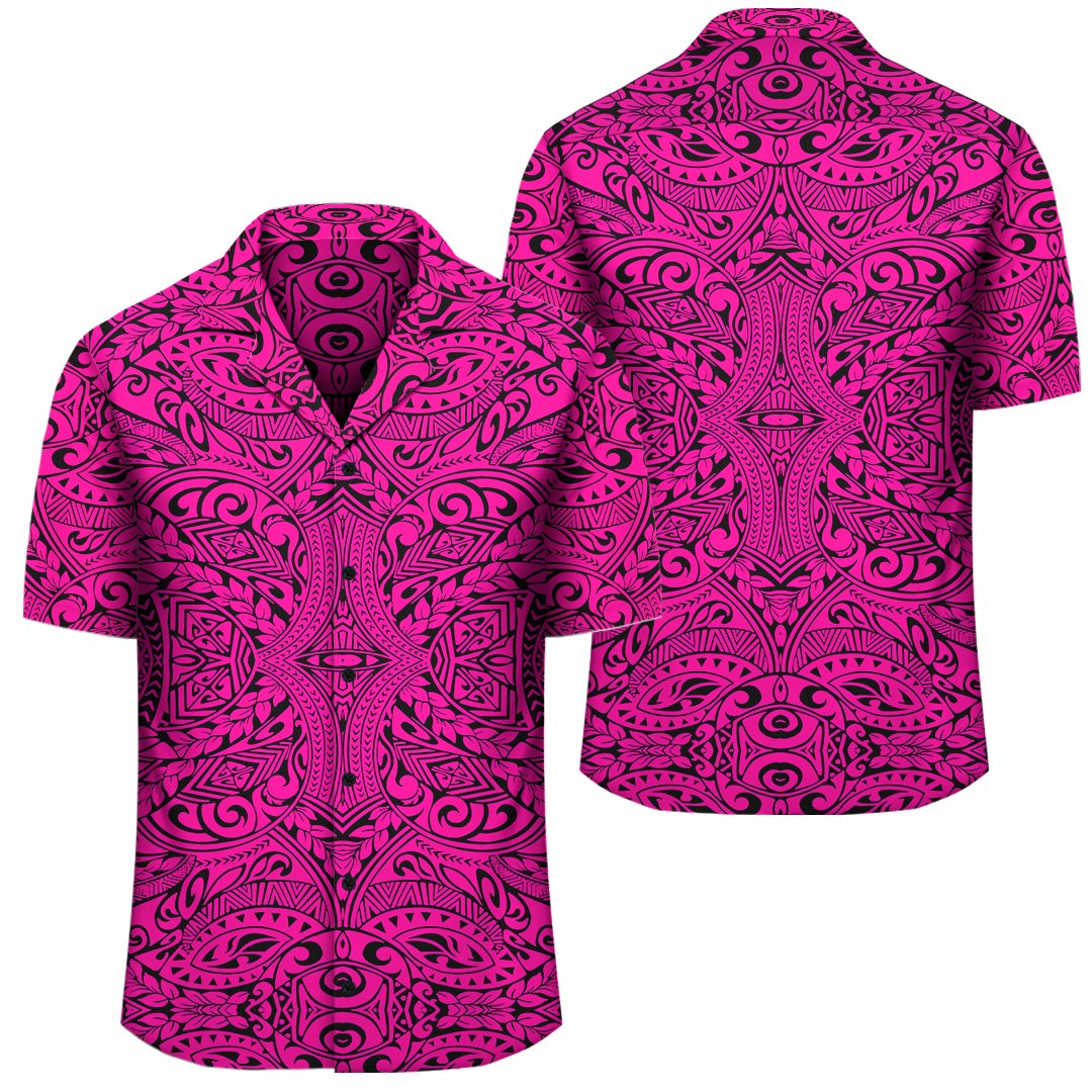 Polynesian Culture Pink Hawaiian Shirt Unisex Black - Polynesian Pride