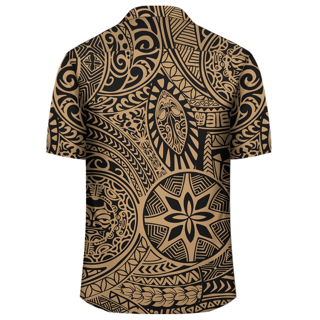Polynesian Hawaiian Style Tribal Tattoo Gold Hawaiian Shirt - Polynesian Pride