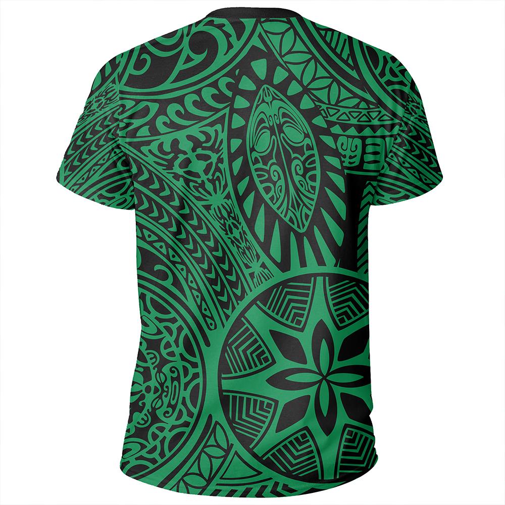 Polynesian Hawaiian Style Tribal Tattoo Green T Shirt - Polynesian Pride