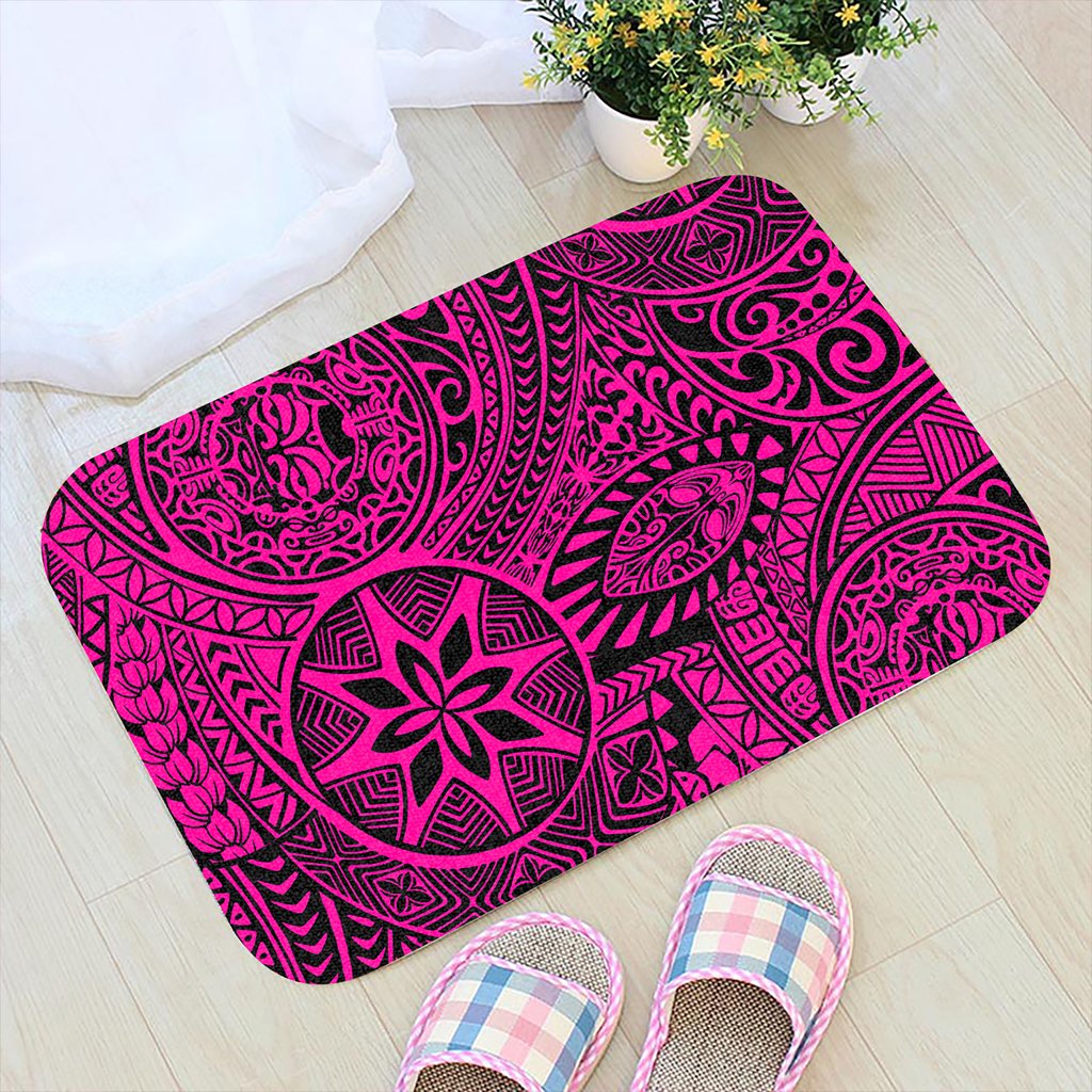 Polynesian Hawaiian Style Tribal Tattoo Pink Hawaii Door Mat Door Mat Pink - Polynesian Pride