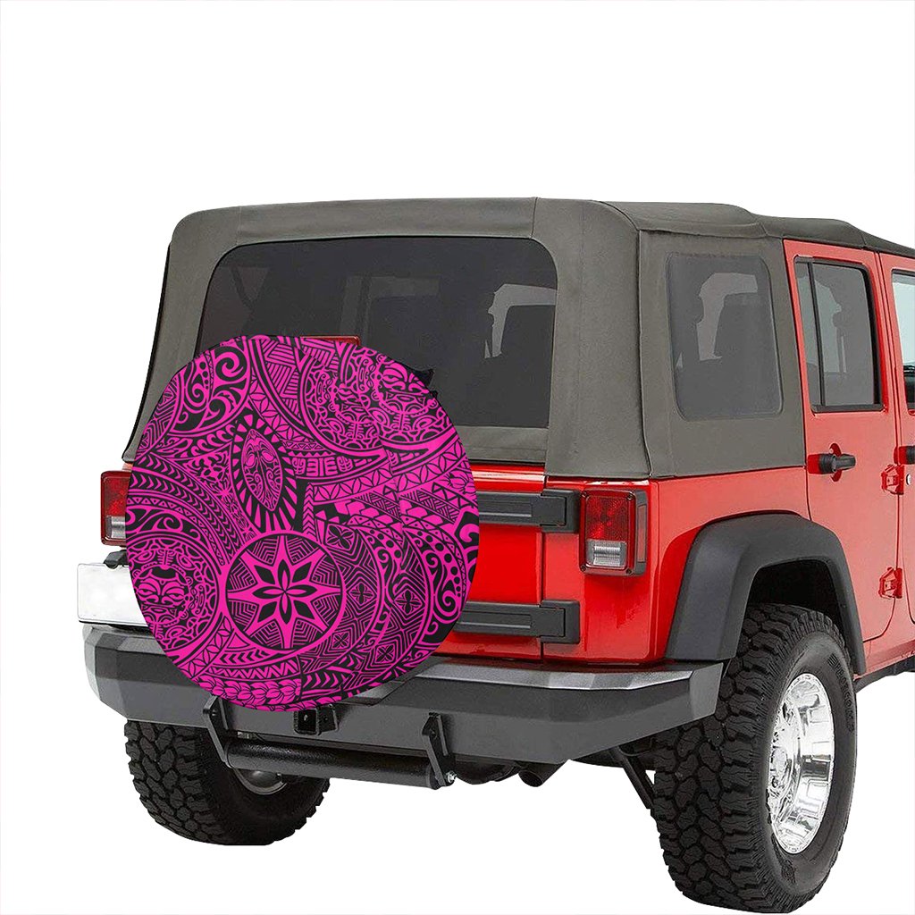 Polynesian Hawaiian Style Tribal Tattoo Pink Hawaii Spare Tire Cover - Polynesian Pride