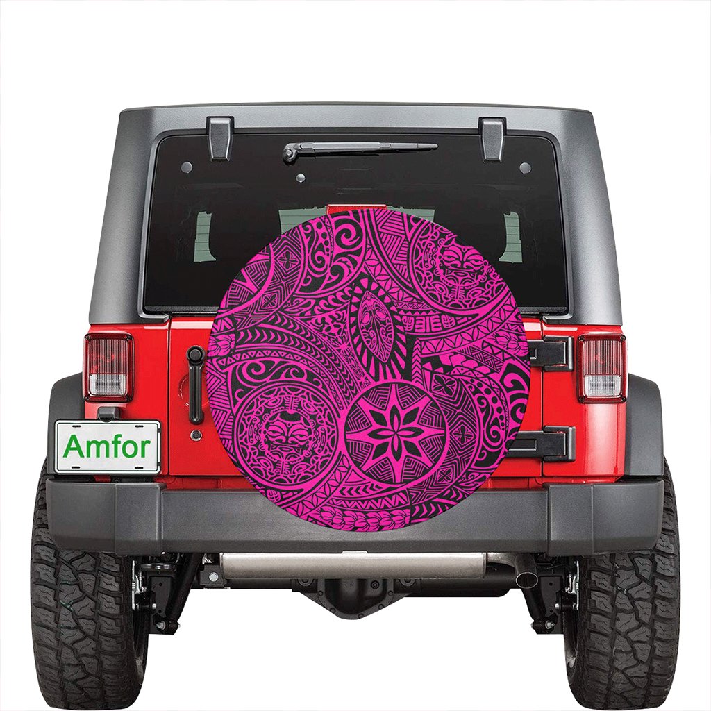 Polynesian Hawaiian Style Tribal Tattoo Pink Hawaii Spare Tire Cover - Polynesian Pride