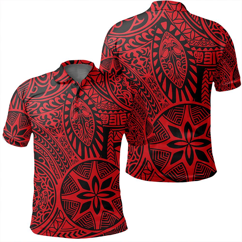 Unisex Polynesian Hawaiian Style Tribal Tattoo Red Polo Shirt Unisex Art - Polynesian Pride