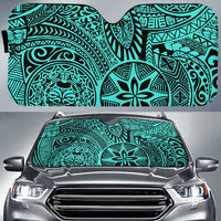 Polynesian Hawaiian Style Tribal Tattoo Car Sun Shade Auto Sun Shade Universal Fit Turquoise - Polynesian Pride