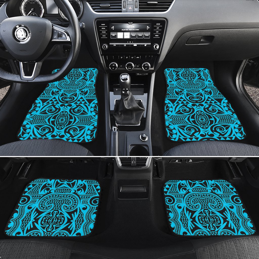 Polynesian Kakau Turtle Blue Hawaii Car Floor Mats Blue One Size - Polynesian Pride