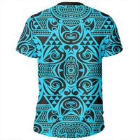 Polynesian Kakau Turtle Blue T Shirt - Polynesian Pride