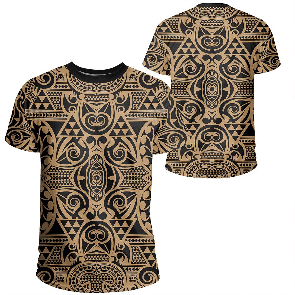 Polynesian Kakau Turtle Gold T Shirt Unisex Polyester - Polynesian Pride