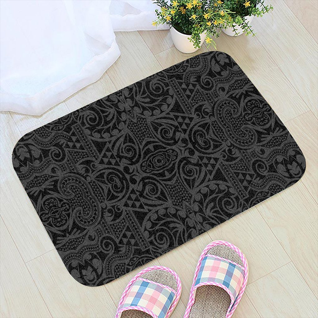 Polynesian Kakau Turtle Gray Hawaii Door Mat Door Mat Gray - Polynesian Pride