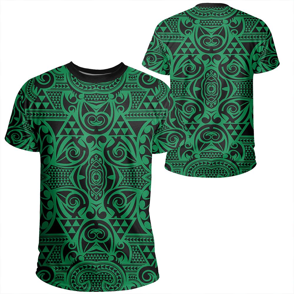 Polynesian Kakau Turtle Green T Shirt Unisex Polyester - Polynesian Pride