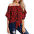 Polynesian Kakau Turtle Red Hawaii Women's Off Shoulder Wrap Waist Top Red Female - Polynesian Pride