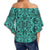 Polynesian Kakau Turtle Turquoise Hawaii Women's Off Shoulder Wrap Waist Top - Polynesian Pride