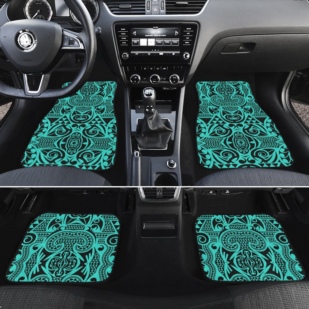 Polynesian Kakau Turtle Blue Hawaii Car Floor Mats Turquoise One Size - Polynesian Pride