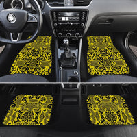 Polynesian Kakau Turtle Blue Hawaii Car Floor Mats Yellow One Size - Polynesian Pride