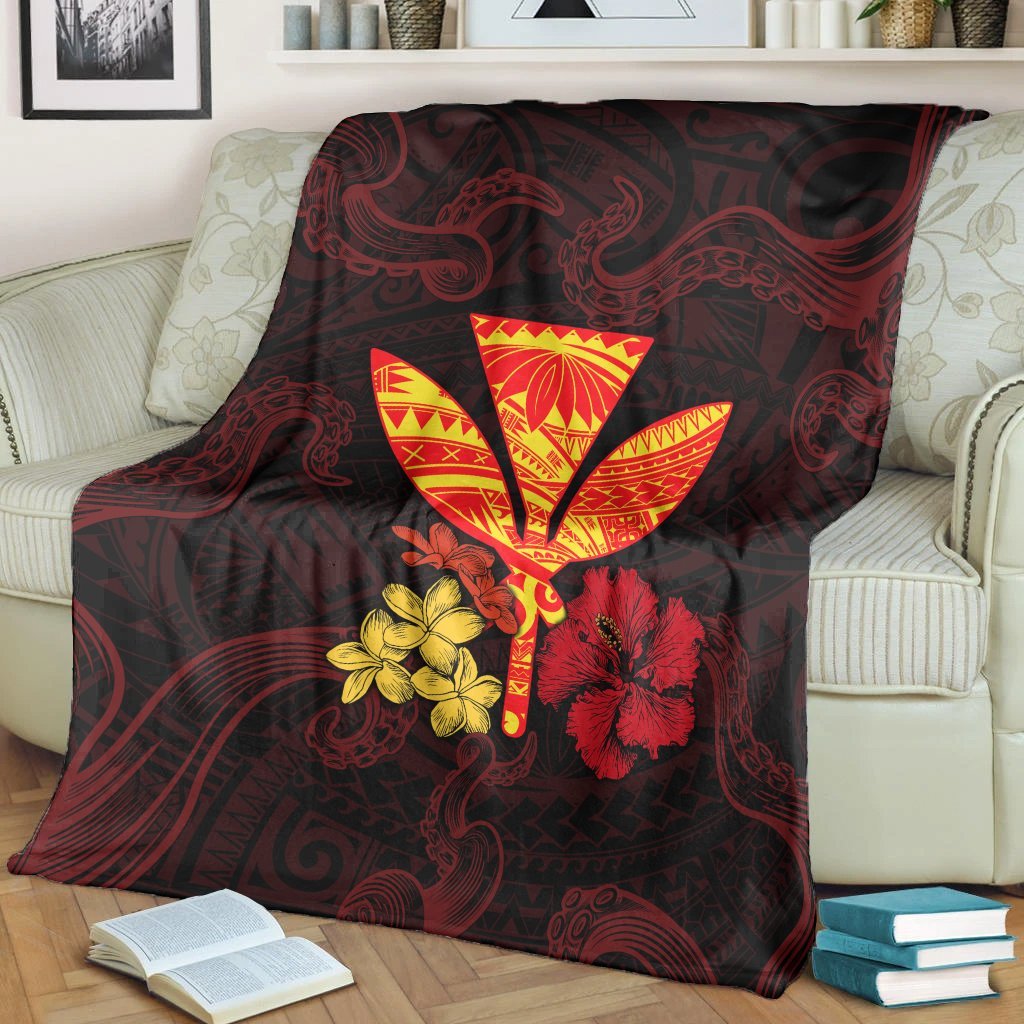 Polynesian Kanaka Maoli Flower Premium Blankets AH - Polynesian Pride