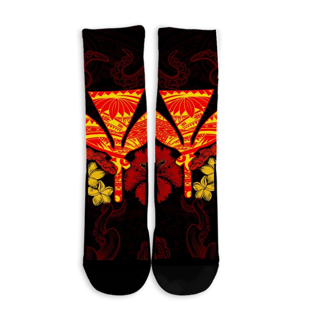 Polynesian Kanaka Maoli Flower Crew Socks AH - Polynesian Pride