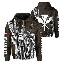 Polynesian King Culture Gold Hoodie (Zip up) Mega Style Unisex Black - Polynesian Pride