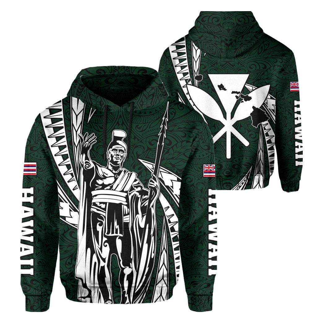 Polynesian King Culture Green Hoodie Mega Style Unisex Black - Polynesian Pride