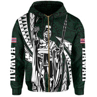 Polynesian King Hawaiian Style Tribal Tattoo Green Hoodie (Zip up) Mega Style - Polynesian Pride