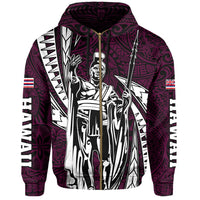 Polynesian King Hawaiian Style Tribal Tattoo Pink Hoodie (Zip up) Mega Style - Polynesian Pride
