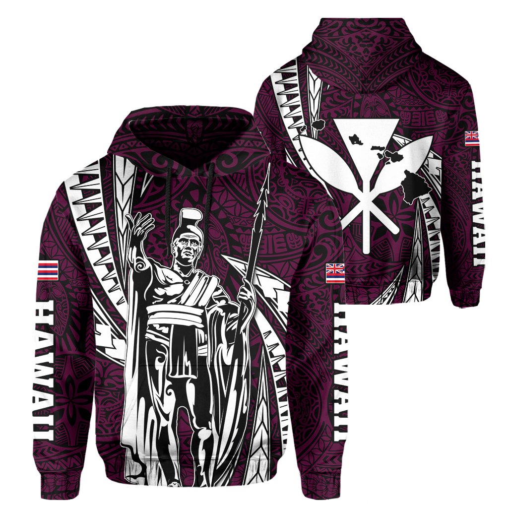 Polynesian King Hawaiian Style Tribal Tattoo Pink Hoodie Mega Style Unisex Black - Polynesian Pride