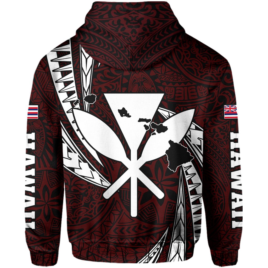 Polynesian King Hawaiian Style Tribal Tattoo Red Hoodie (Zip up) Mega Style - Polynesian Pride