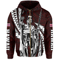 Polynesian King Hawaiian Style Tribal Tattoo Red Hoodie (Zip up) Mega Style - Polynesian Pride