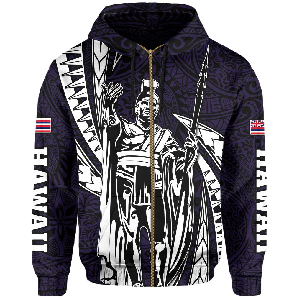 Polynesian King Hawaiian Style Tribal Tattoo Violet Hoodie (Zip up) Mega Style - Polynesian Pride