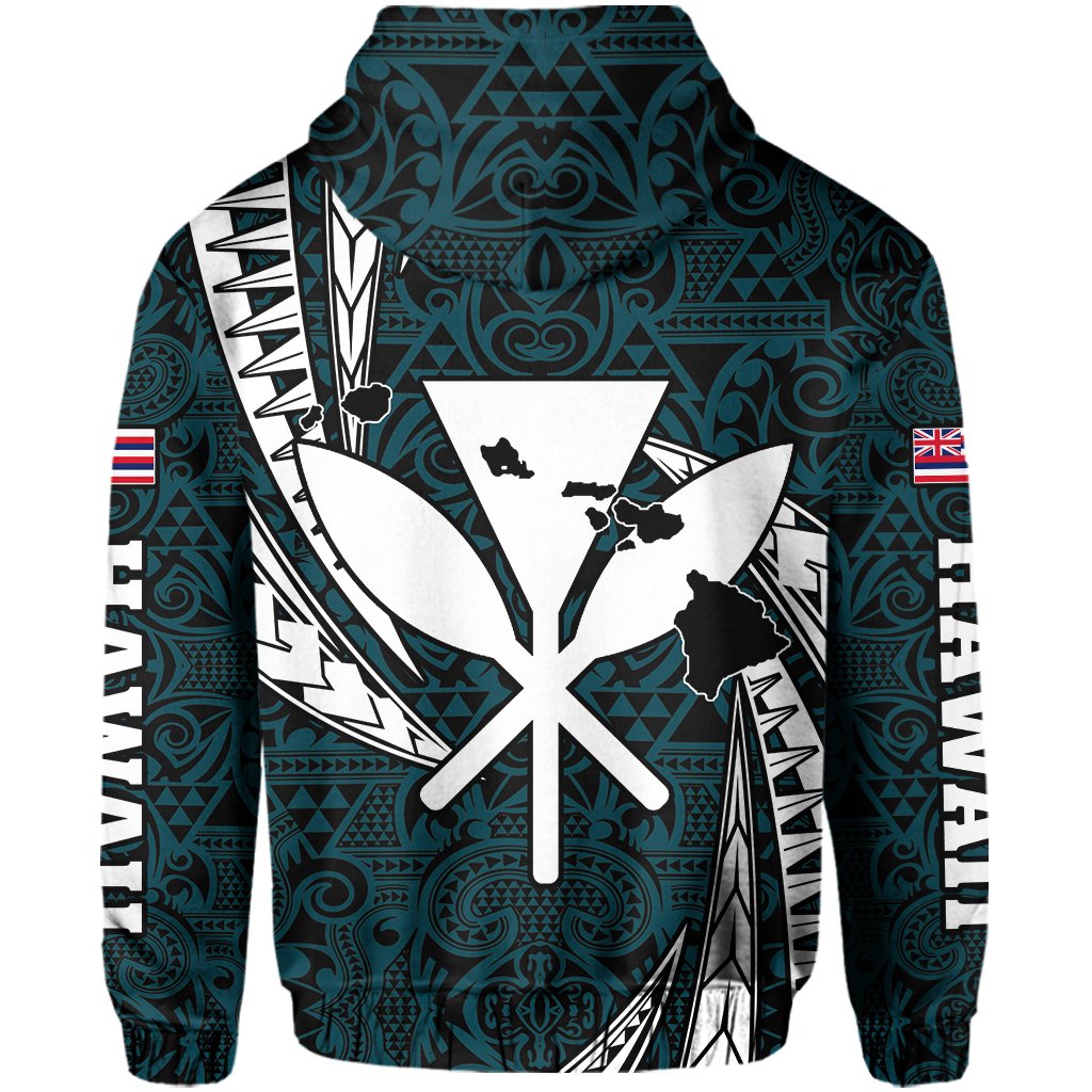 Polynesian King Kakau Turtle Blue Hoodie (Zip up) Mega Style - Polynesian Pride