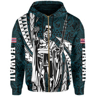 Polynesian King Kakau Turtle Blue Hoodie (Zip up) Mega Style - Polynesian Pride