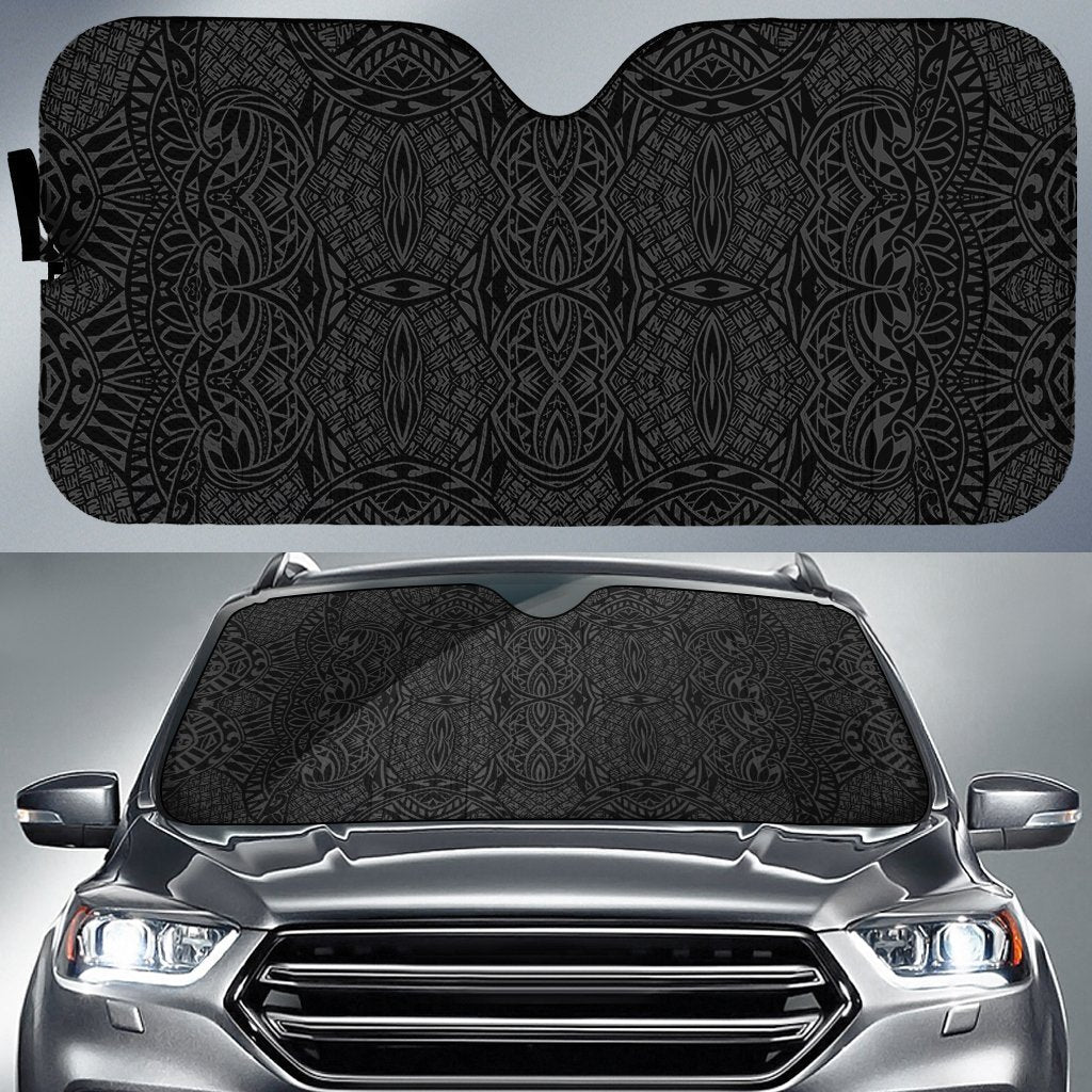 Polynesian Lauhala Mix Car Sun Shade Auto Sun Shade Universal Fit Gray - Polynesian Pride
