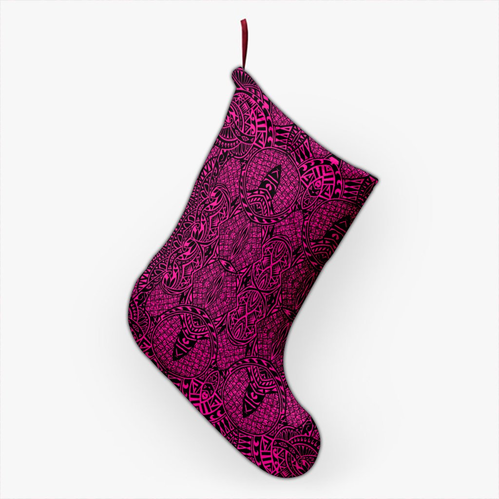 Polynesian Lauhala Mix Pink Christmas Stocking 26 X 42 cm Pink Christmas Stocking - Polynesian Pride