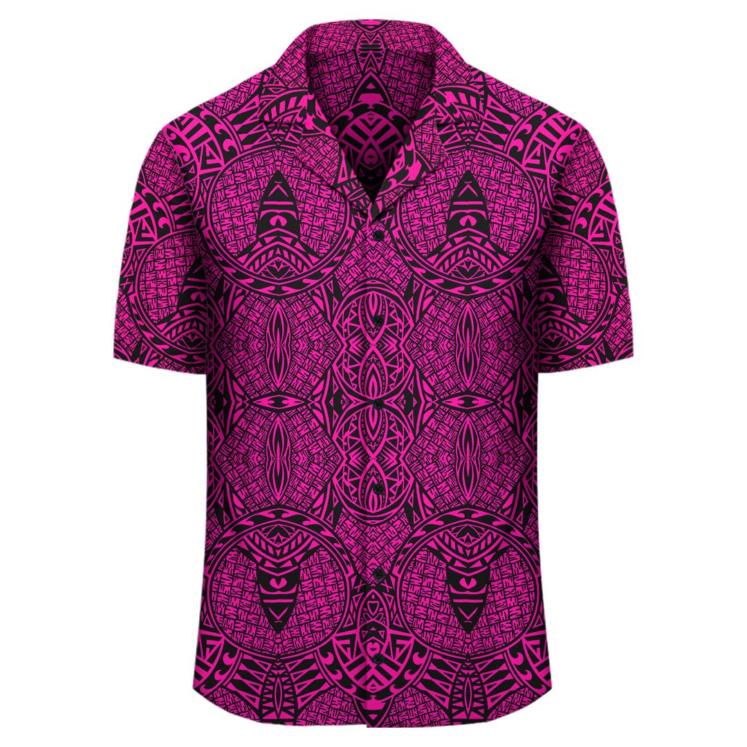 Polynesian Lauhala Mix Pink Hawaiian Shirt - Polynesian Pride