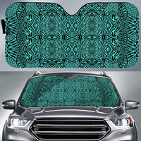 Polynesian Lauhala Mix Car Sun Shade Auto Sun Shade Universal Fit Turquoise - Polynesian Pride