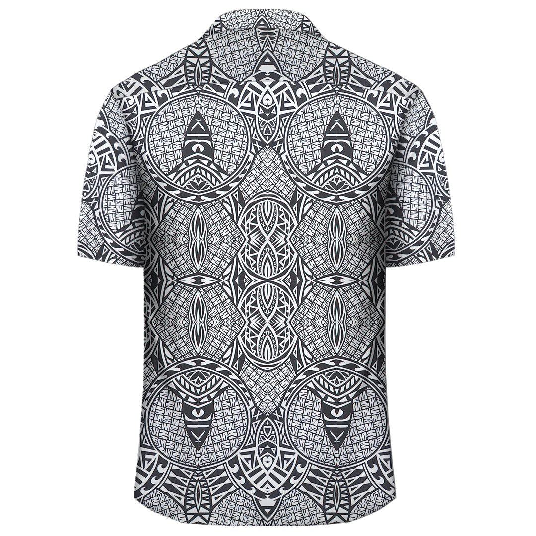 Polynesian Lauhala Mix White Hawaiian Shirt - Polynesian Pride