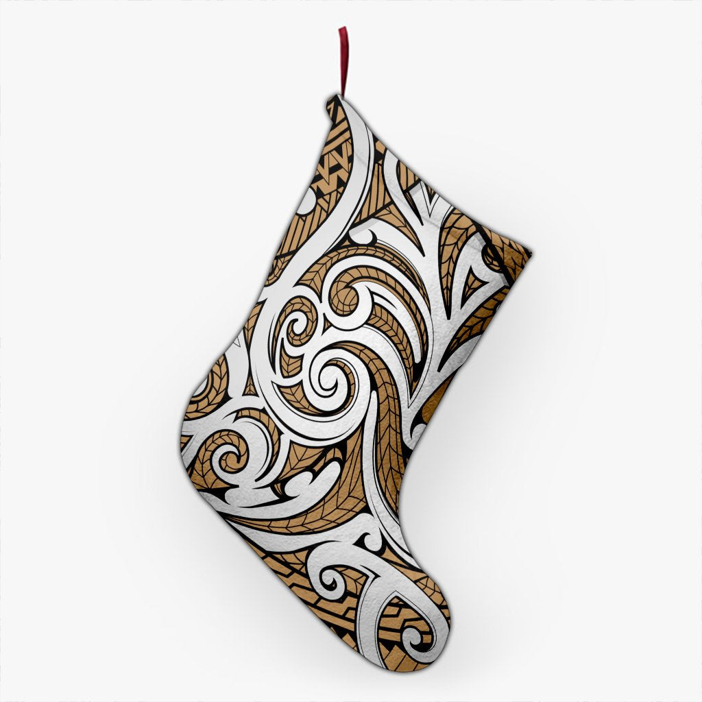 Polynesian Maori Ethnic Ornament Gold Christmas Stocking 26 X 42 cm Gold Christmas Stocking - Polynesian Pride